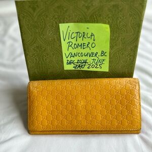 Gucci Yellow Leather Continental Wallet with GG Monogram